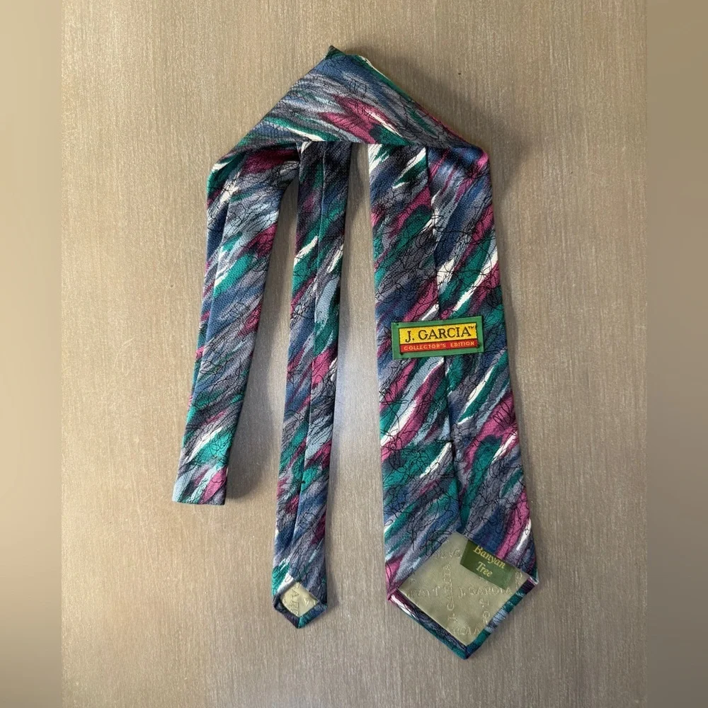 J. Garcia Banyan Tree Collector's Edition Abstract Silk Tie - Vintage Design - Picture 1 of 7
